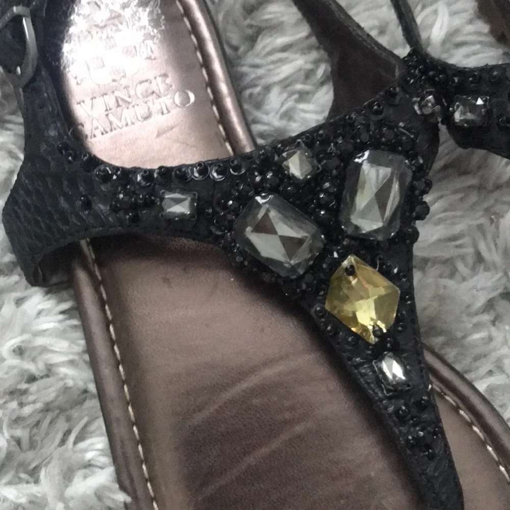 Vince Camuto Black Beaded Sandals Size 6.5